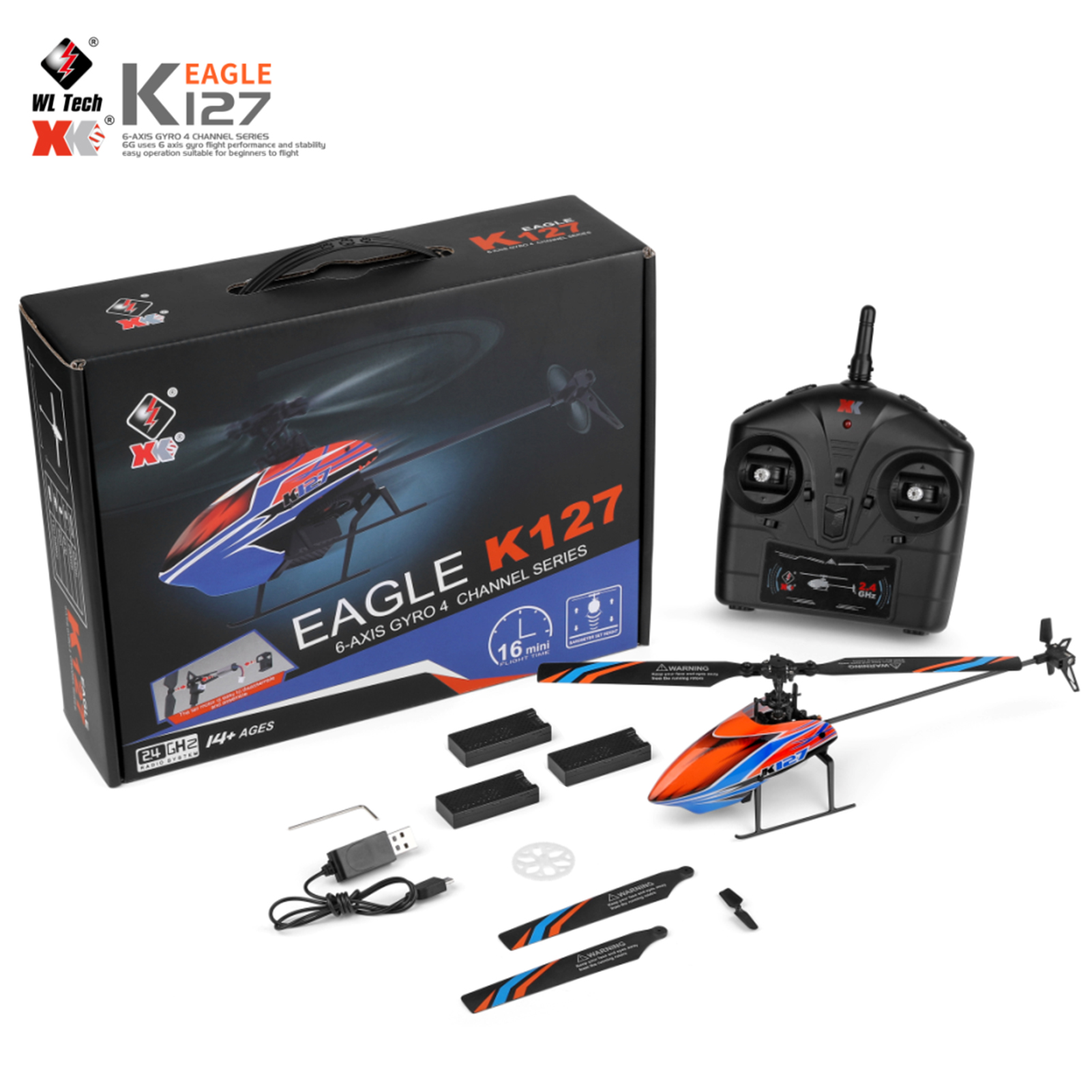 WLtoys XK K127 4CH 6-axis Gyro - Rc Helicopter Single Rotor incelemesi ve fiyatı